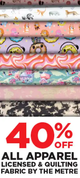Spotlight All Apparel licensed & quilting fabric by the metre offer