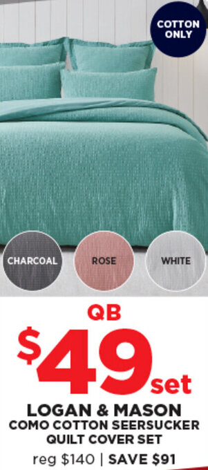 Spotlight Logan & Mason como cotton seersucker quilt cover set offer
