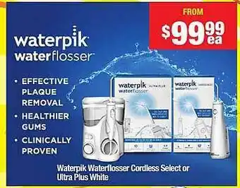 My Chemist Waterpik waterflosser cordless select or ultra plus white offer