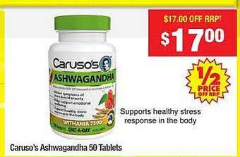 My Chemist Caruso's ashwagandha 50 tablets offer