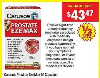 My Chemist Caruso's prostate eze max 60 capsules offer