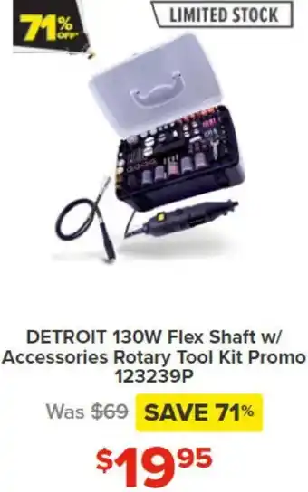 Total Tools Detroit 130W Flex shaft w/ accesories rotary tool kit promo offer