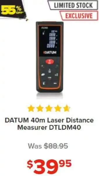 Total Tools Datum 40m Laser distance measure offer