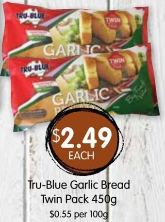 Spudshed Tru-blue garlic bread twin pack 450g offer