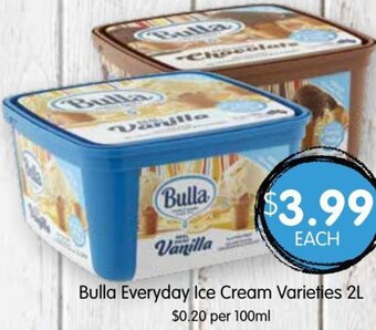 Bulla everyday ice cream varieties 2L