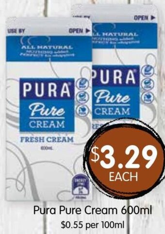 Spudshed Pura pure cream 600ml offer