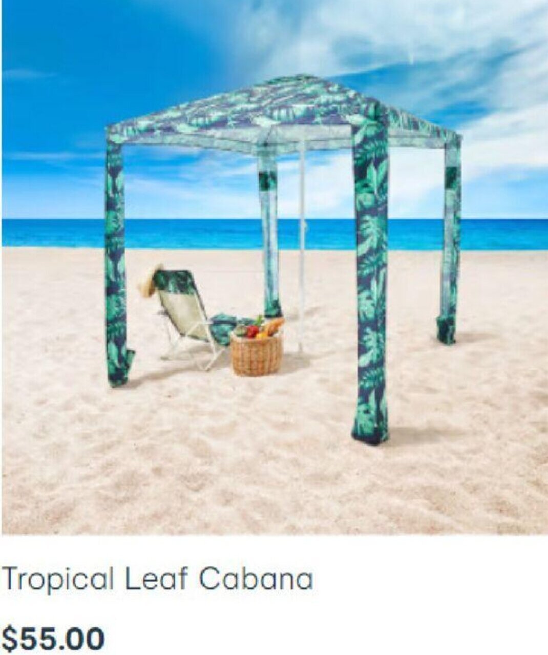 Tropical leaf cabana offer at Kmart