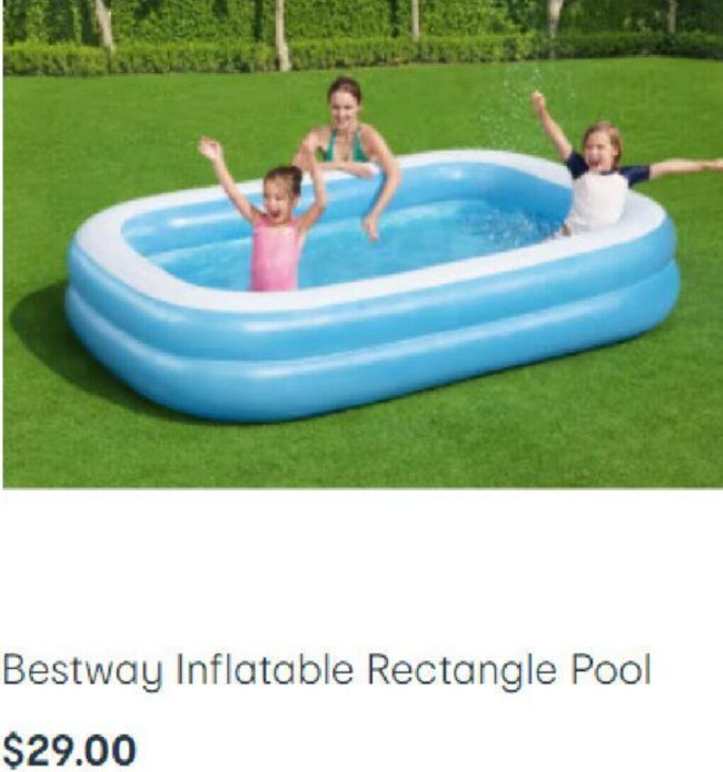 Bestway inflatable rectangle pool offer at Kmart