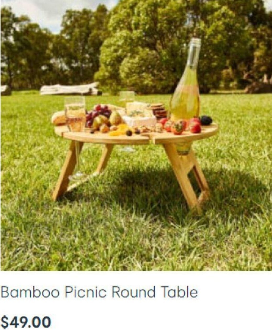 Bamboo picnic round table offer at Kmart