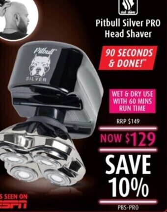Shaver Shop Pitbull silver pro head shaver offer