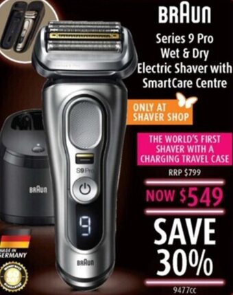 Shaver Shop Braun series 9 pro wet & dry electric shaver with smartcare centre offer