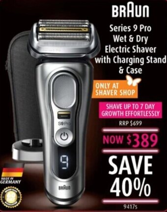 Shaver Shop Braun series 9 pro wet & dry electric shaver with charging stand & case offer