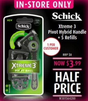 Shaver Shop Schick xtreme 3 pivot hybrid handle + 5 refills offer