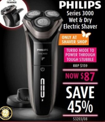 Shaver Shop Philips series 3000 wet & dry electric shaver offer