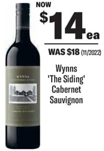 Liquorland Wynns 'The Siding' Cabernet sauvignon offer