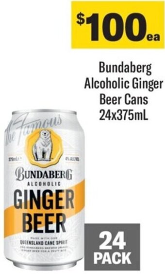 Liquorland Bundaberg alcoholic ginger beer cans 24x375ml offer