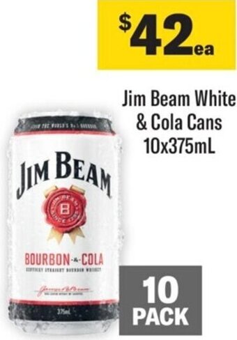 Jim beam white & cola cans 10x375ml