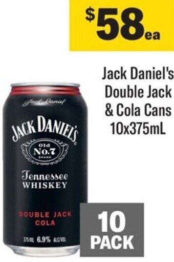 Jack Daniel's double jack & cola cans 10x375ml