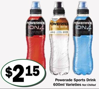Friendly Grocer Powerade sports drink 600ml varieties offer
