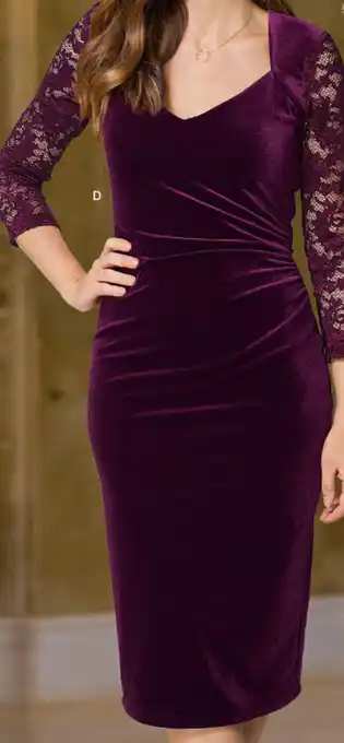 European collection lace sleeve velvet dress