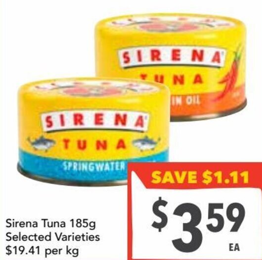 Sirena Tuna 185g offer at Ritchies