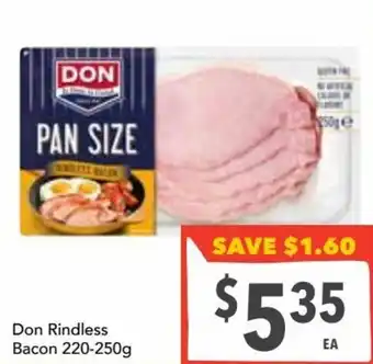 Don Rindless bacon 220-250g