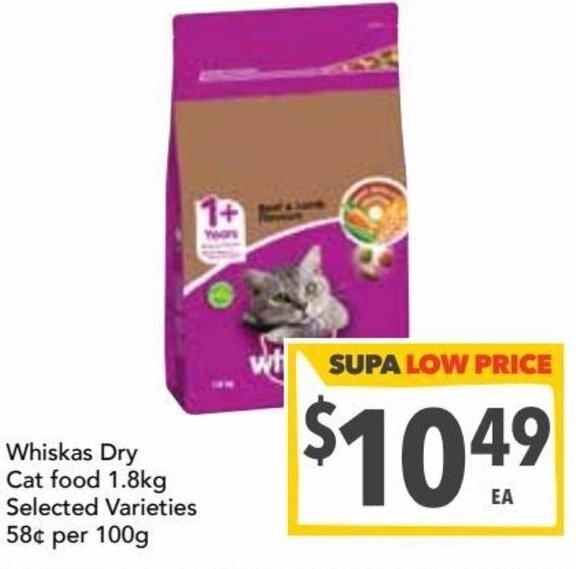 Whiskas dry cat food 1.8kg offer at Ritchies