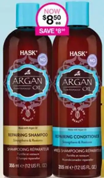 Priceline Hask Argan Repairing Shampoo or Repairing Conditioner offer