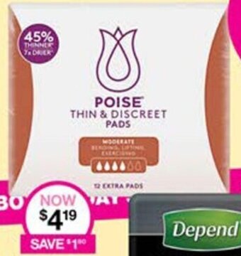 Priceline Poise & Depend Thin & Discreet Pads offer