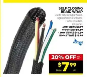 Volatage Self Closing Braid Wrap 6MM - VTBW6