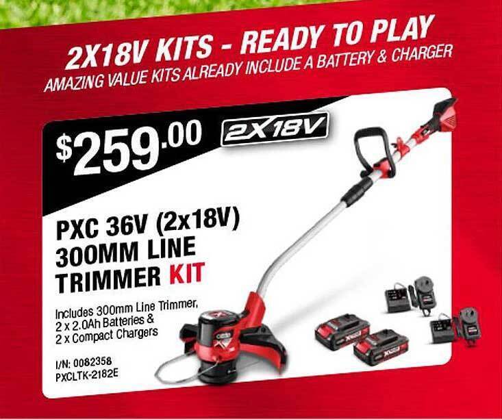 Pxc 36v (2x18v) 300mm line trimmer kit offer at Bunnings