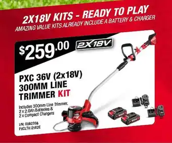 Bunnings Pxc 36v (2x18v) 300mm line trimmer kit offer
