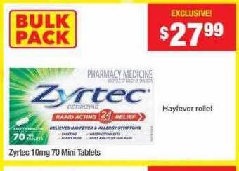 Chemist Warehouse Zyrtec 10mg 70 mini tablets offer