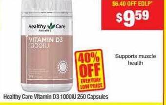 Chemist Warehouse Healthy care vitamin d3 1000iu 250 capsules offer