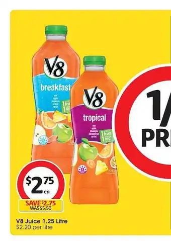 Coles V8 juice 1.25litre offer