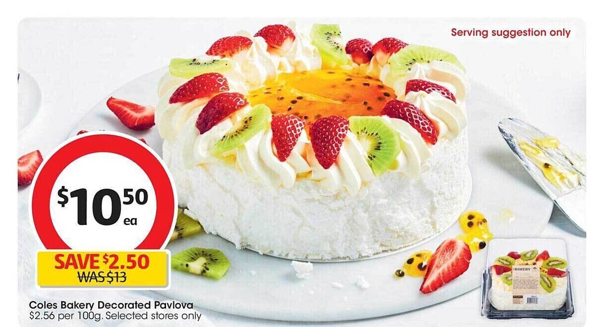 Coles bakery decorated pavlova offer at Coles