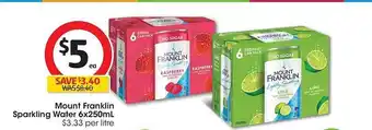 Coles Mount franklin sparkling water 6x250ml offer