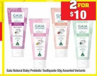 Chemist Warehouse Gaia natural baby probiotic toothpaste 50g assorted variants offer