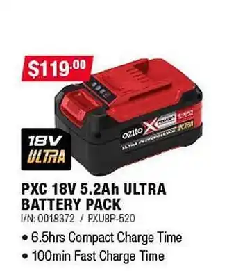 Bunnings Pxc 18v 5.2ah ultra battery pack offer