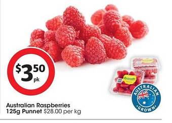 Coles Australian raspberries 125g punnet offer