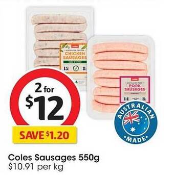 Coles Coles sausages offer