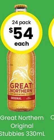 The Bottle O Great northern original stubbies offer