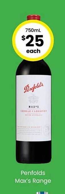The Bottle O Penfolds max's range offer