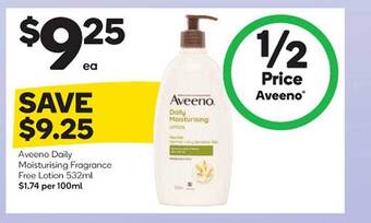 Woolworths Aveeno daily moisturising fragrance free lotion offer