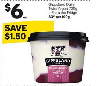 Woolworths Gippsland dairy twist yogurt offer