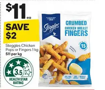 Woolworths Steggles chicken pops or fingers offer