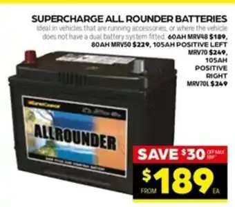 Autopro Supercharge All Rounder Batteries 60AH MRV48 offer