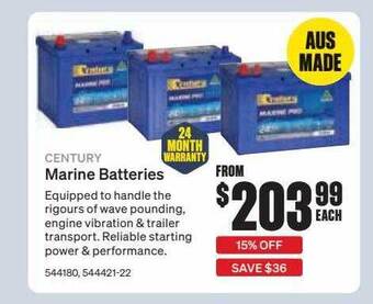 SuperCheap Auto Century marine batteries offer