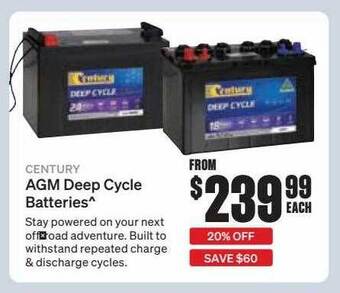 SuperCheap Auto Century agm deep cycle batteries offer