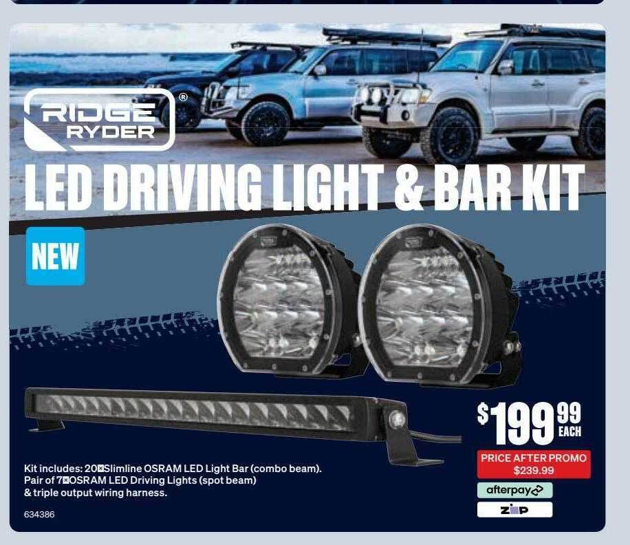 Ridge ryder led driving light & bar kit offer at SuperCheap Auto